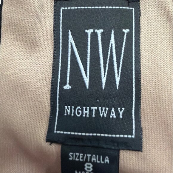 Nightway Womens Black Sequin Embellished Halter Jumpsuit Mesh Overlay Size 8 - Picture 7 of 10